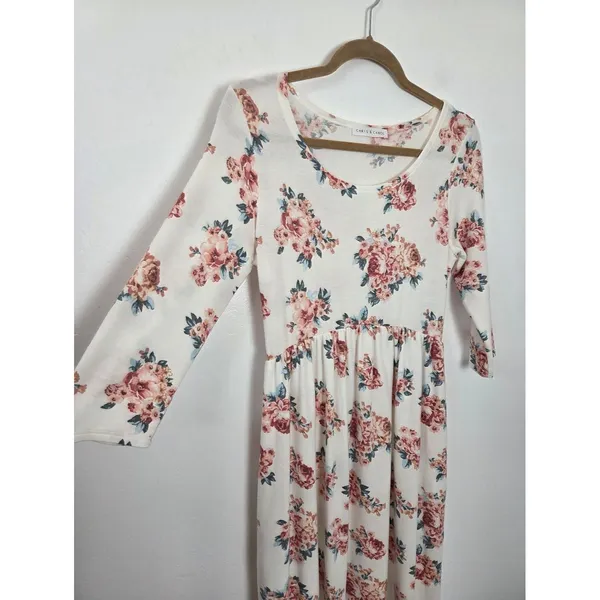 Chris & Carol Floral Maxi Dress Soft Knit Pockets Modest Teacher Cottagecore S - Image 5