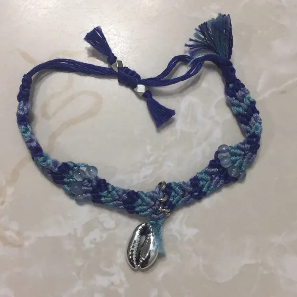 Free People Blue Woven Shell Bracelet - Image 5