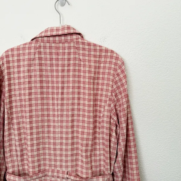 [Free People] Pink Olivia Gingham Plaid Oversized Double Breasted Blazer Large L - Image 8