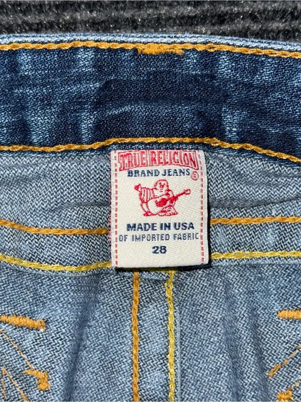 Vintage True Religion Low Rise Bootcut Jeans Sz 28 x 31.5 Raw Hem USA Made Y2K - Image 8