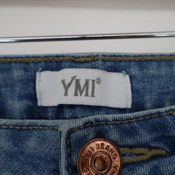 YMI Jeans USA Womens Size 11/30 High Rise Flare Distressed Ripped Raw Hem Denim - Image 2