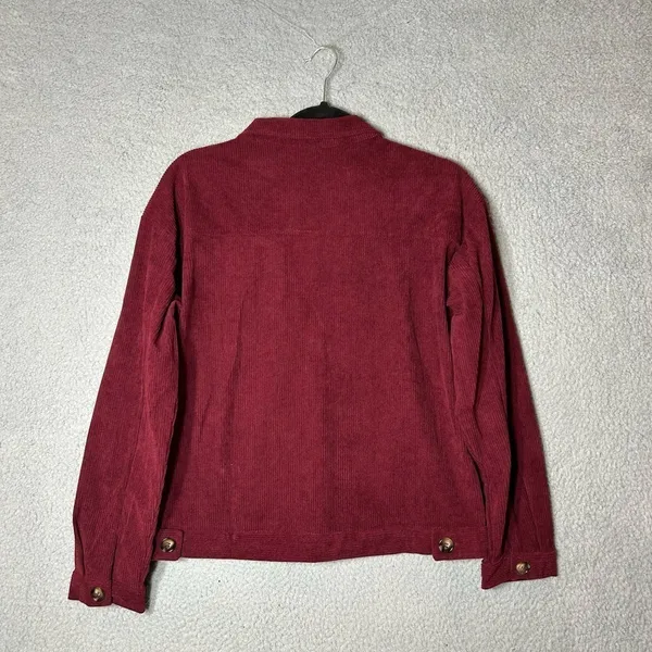 Corduroy Jacket Womens S‎ Red Rust Collared Long Sleeve Button Up Corduroy NEW - Image 2