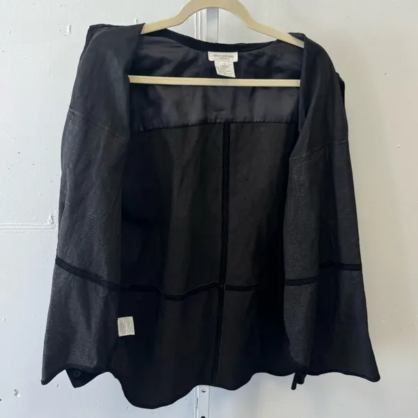 Vintage Jones New York Genuine Leather Suede Button Jacket‎ Shacket Shirt Blk 1X - Image 3