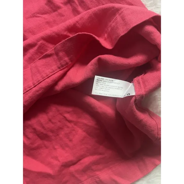 NWT Universal Thread Linen Blend Babydoll Top XL Pink Short Sleeve V-Neck - Image 6