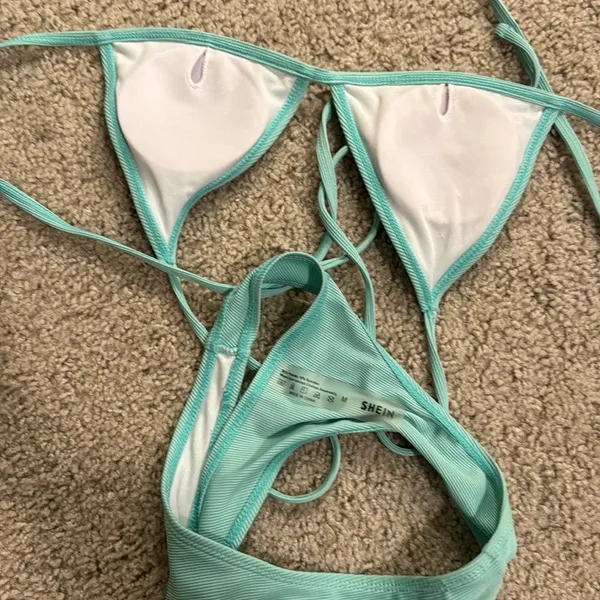 Textured Aqua Two Piece Bikini - Image 6