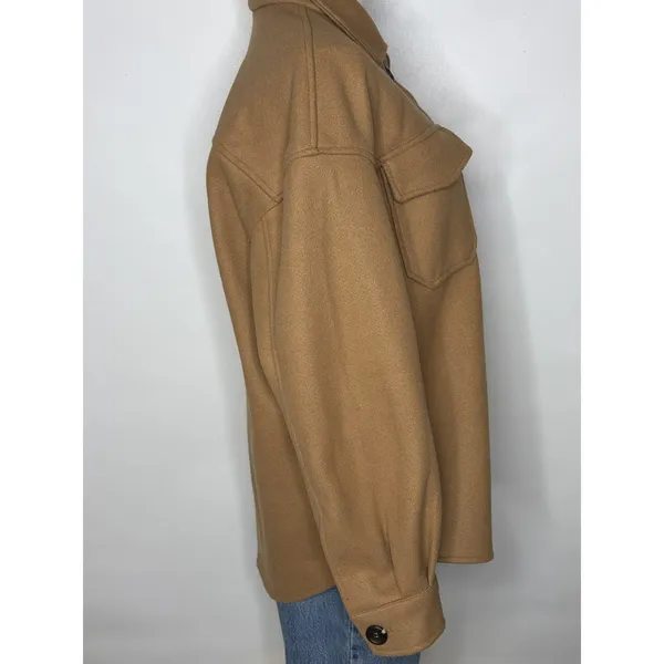 Avec Les Filles Camel Brown Wool Blend Shacket Shirt Jacket Women Small - Image 5