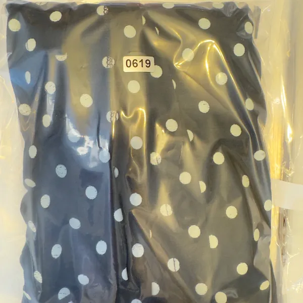 619 | EdiNoa Italy Womens Black White Polka Dot Empire‎ Waist Mini Dress Large - Image 6