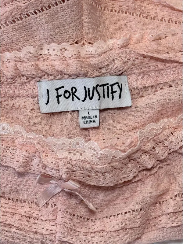 J For Justify Mauve Textured Eyelet Lounge Shorts Pajama Bottoms Pink Size L - Image 3