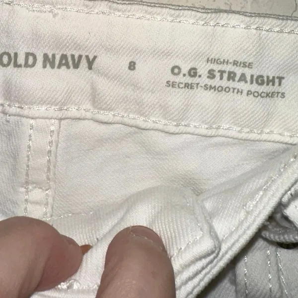 Old Navy High Rise OG Straight Jeans Size 8 White‎ Denim Secret Smooth Pockets - Image 3