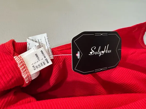 Unbranded Red Ribbed Strapless Midi Dress Size L NWT - Image 6