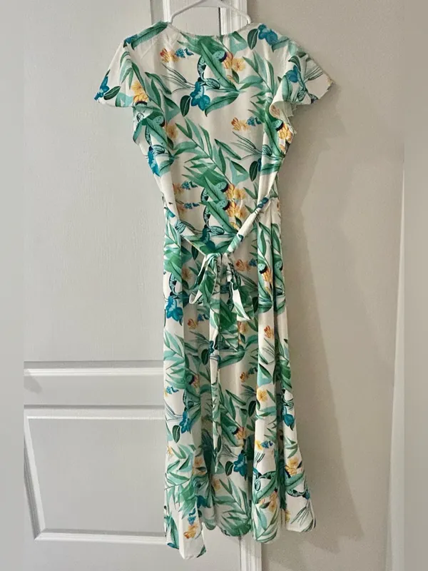 Vine Tree Tropical Wrap Maxi Dress in Size Large - Image 7