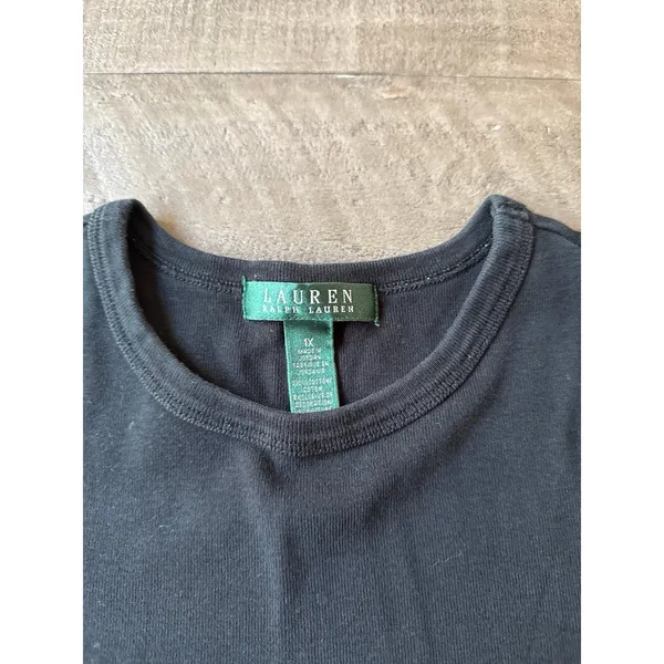 Ralph Lauren Women's Black‎ Logo Embroidered Long Sleeve Tee Size 1X - Image 2