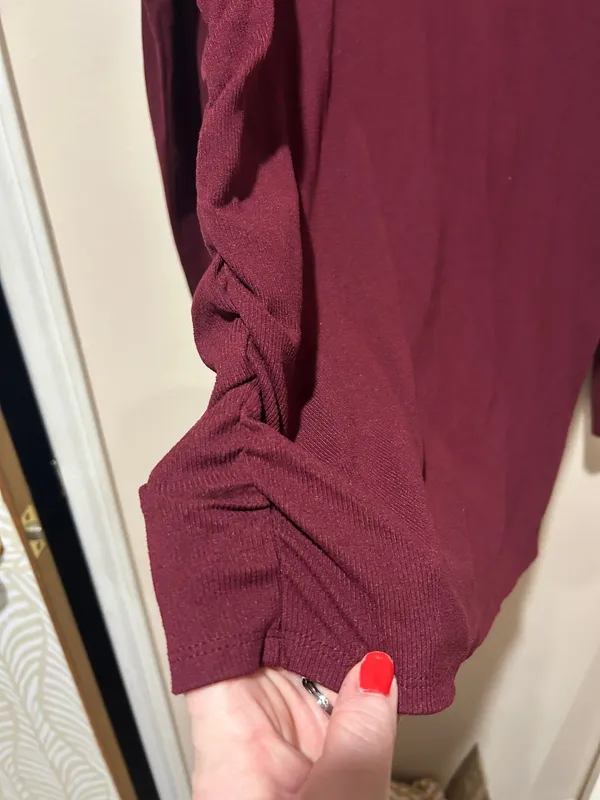 Time and Tru Maroon Maternity Henley Top - Image 2