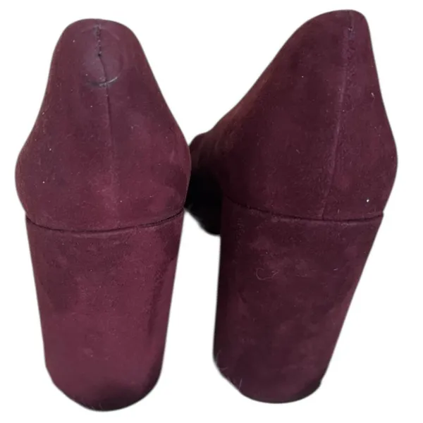 Tory Burch Lucia Pumps Women's 6.5 Burgundy Purple Fig Suede Sculpted Heel - Image 4