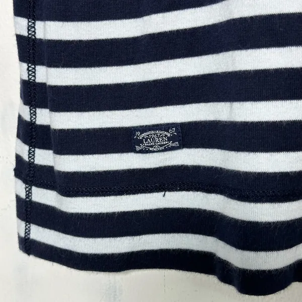 Lauren Ralph‎ Lauren Womens XL Navy Blue White Striped Boat Neck Zipper Top - Image 7