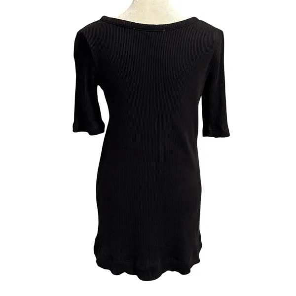 Free People Beach Size S Jane Shift Mini Dress Ribbed Black OB1903813 - Image 3
