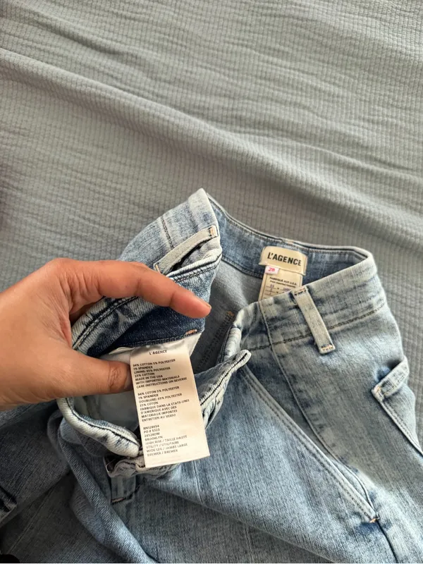 L’agence High Rise Wide Leg Barrel Style Blue Denim Jeans - Image 9
