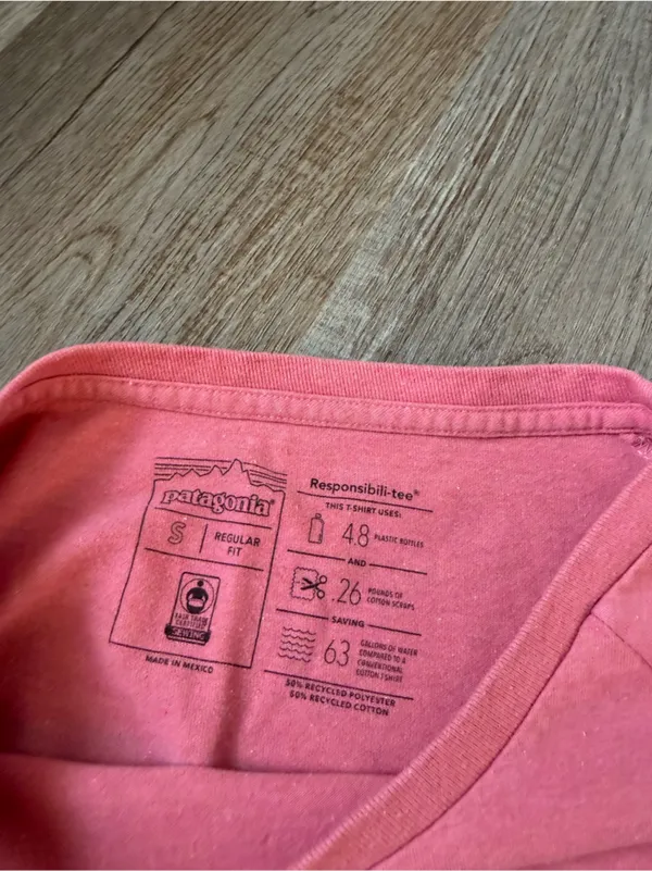 Patagonia Responsibilitee Graphic Logo Long Sleeve T-shirt Reg Fit Pink Size S - Image 9