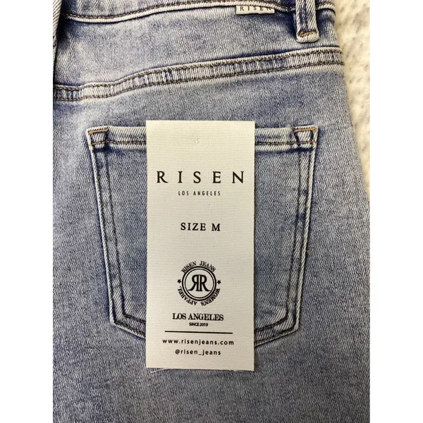 Risen Jeans Womens Light Wash Cuffed High Rise Denim Shorts RDS6155SZ Size M - Image 6