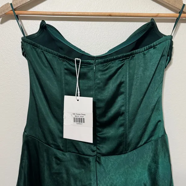NEW NIA The Brand Tempe Dress Size Small NWT Green Mini Satin - Image 7