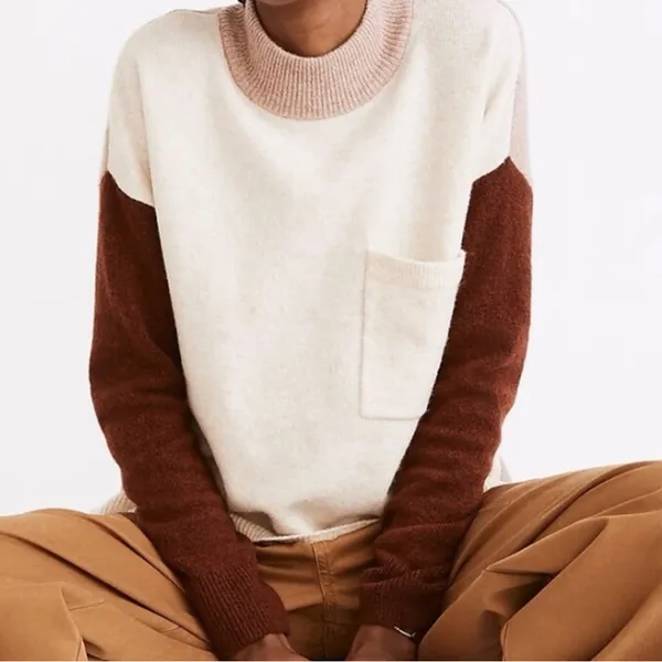 Madewell Wool Redmond Mockneck Pocket Sweater in Colorblock - Image 11