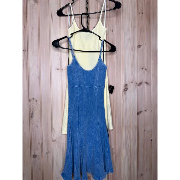 NWT Lulus Simply Pretty Washed Yellow Ribbed Pleated Sleeveless Mini Dress Sz M - Image 3