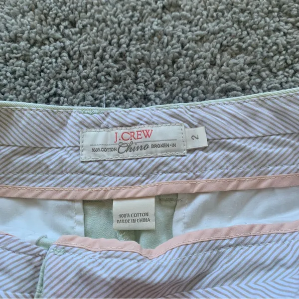 J. Crew 100% Cotton Chino Shorts Light Green Size 2 - Image 3