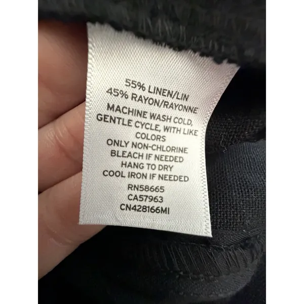 CASLON‎ Pants Womens Medium Black Linen Cropped Wide Leg New Pockets #OP10-1 - Image 3