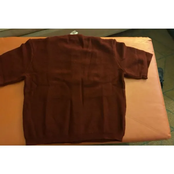PRETTYGARDEN NEW Red Wine Short Sleeve Waffle knit Career Button down Sweater M - Image 3