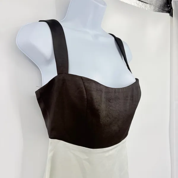 Princess Polly Y2K Satiny Mini Dress Sz 4 Babydoll Quiet Luxury HOCO Colorblock - Image 5