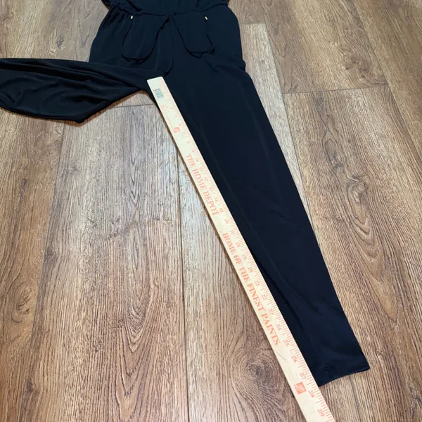 Lauren Ralph Lauren Black Jumpsuit Women's Small Gold Zipper Adjustable Waist - Image 3