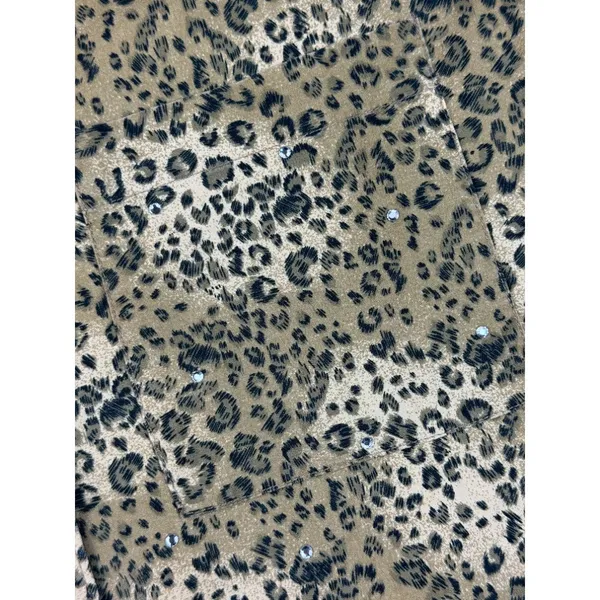Vintage Leopard Print Rhinestone Button Up Shirt Quacker Factory Animal Print Sm - Image 3