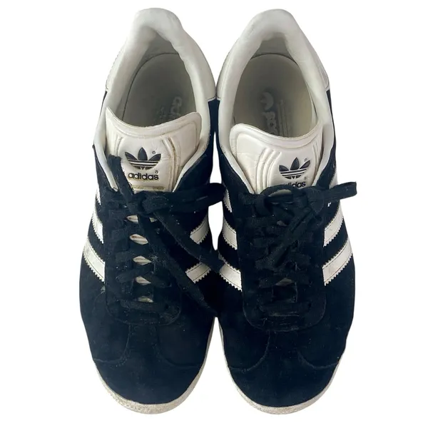 Adidas Gazelle Womens Black White Suede Leather Lace Up Low Top Sneakers Shoes 5 - Image 2