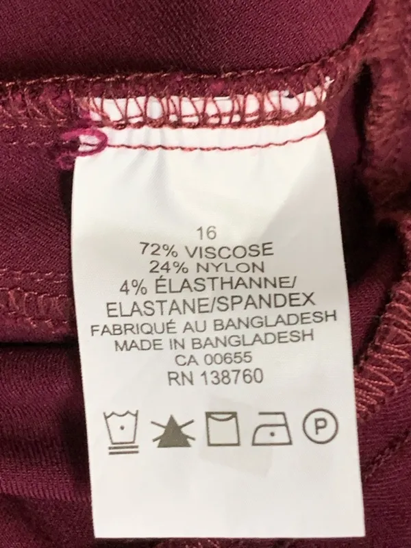 Chico's So Slimming Women's Size 2 Pants Burgundy Wine Pull On Stretch - Image 11