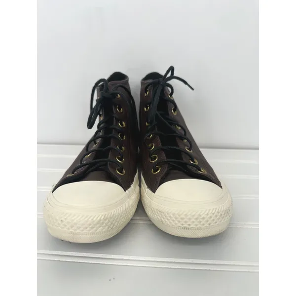 Converse Chuck Taylor All Star Leather High Top Sneakers Brown Men 5.5 Women 7.5 - Image 5