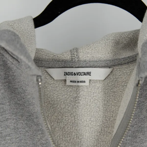 Zadig And Voltaire Comfy Zip Cotton Terry Lined Full Zip Skull Jacket Gray XS - Image 2