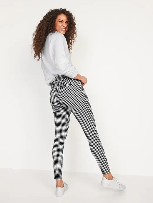 Old Navy, pixie straight ankle, black white gingham cotton pants 8 - Image 2