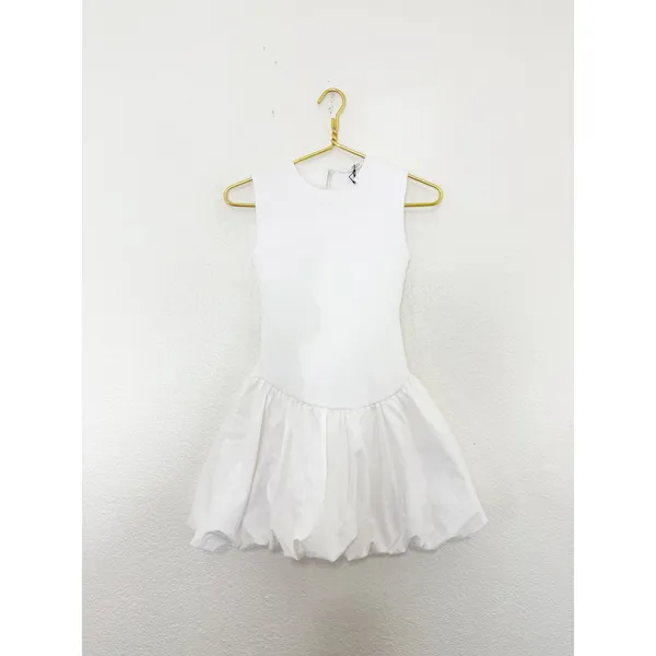 NWT Zara White Bubble Dress Size Small Sleeveless Stretch Drop Waist 4424/151 - Image 4
