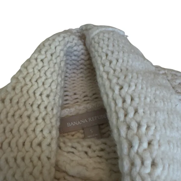 Banana Republic Merino Wool Blend Chunky Turtleneck Sweater Womens Small Oatmeal - Image 9