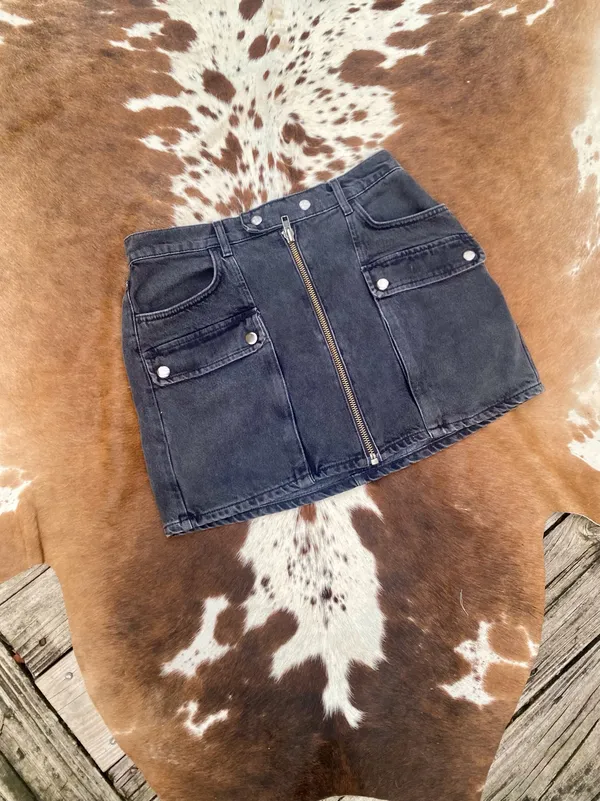 Reformation Marcus Denim Mini Skirt Sz 29 - Image 3