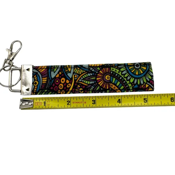 Psychedelic‎ Zentangle Paisley Small Coin Purse Wristlet Key Ring Set Multicolor - Image 4
