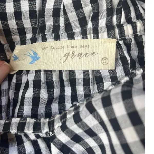 Her Entire Name Says Grace Gingham Dress Sz S Ruffle Cottage Coquette Prairie - Image 11