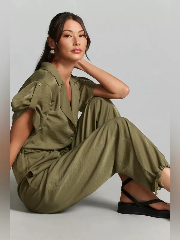 Anthropologie Tiny Heidi Green Jumpsuit M - Image 2