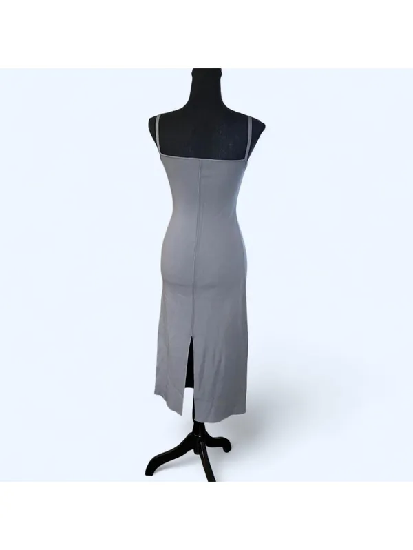 Zara vintage Y2K gray midi dress minimalist fitted slip dress Size Small - Image 4