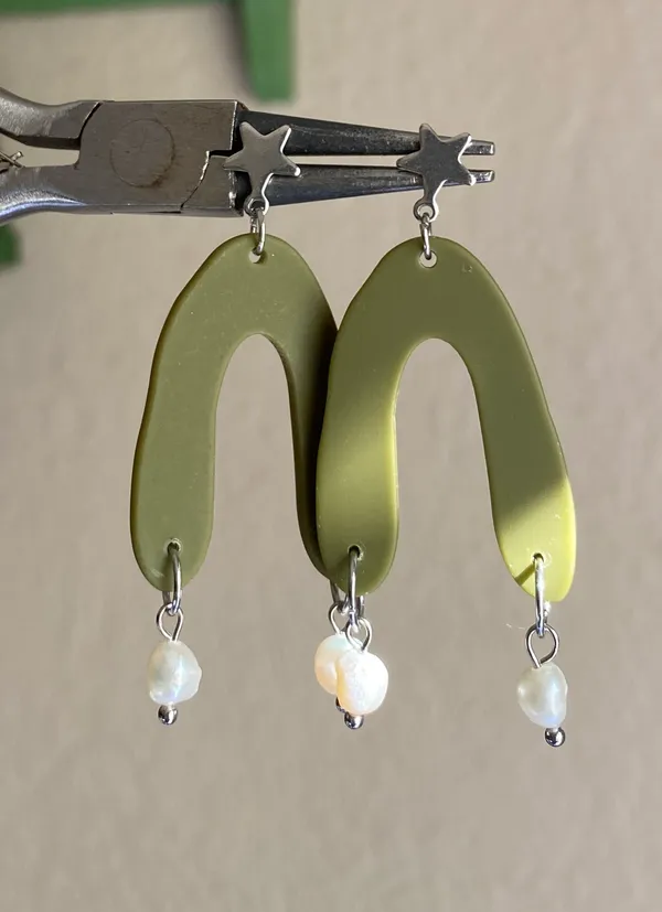 unique retro vintage funky boho style dangle earrings 🌀🍃💛 - Image 5