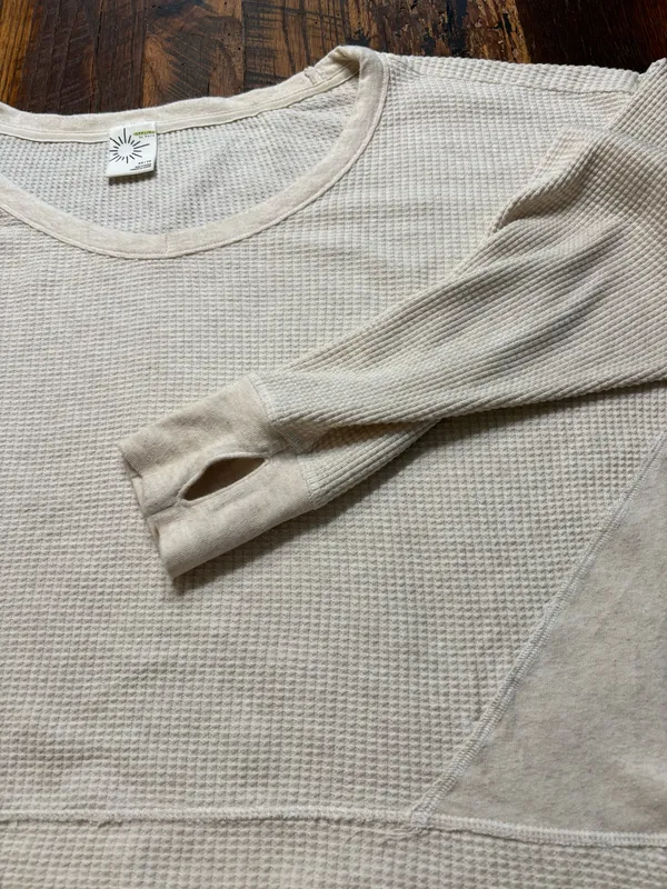 Aerie Offline XS Cream Waffle Weave Top with Thumbholes - Image 4