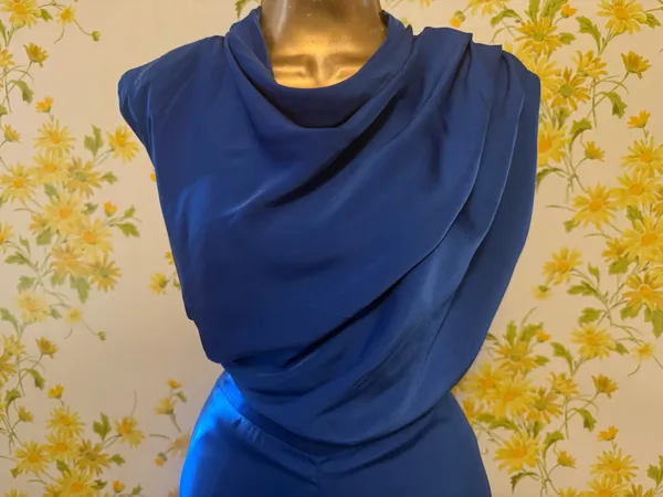 DO+BE Royal Blue Draped Jumpsuit size L - Image 3
