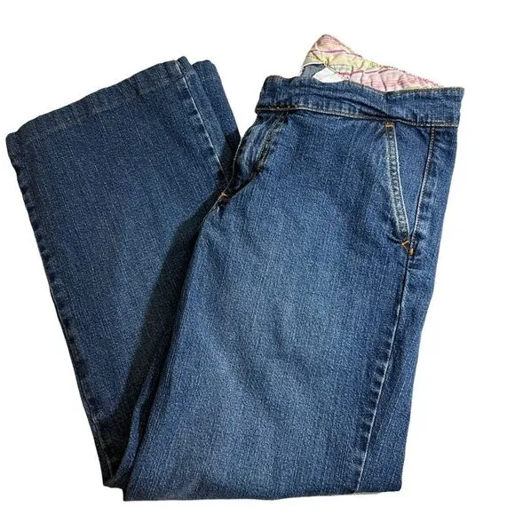 Lilly Pulitzer Jeans Women 8 Blue Low Rise Wide Leg‎ Denim Stretch Casual - Image 5