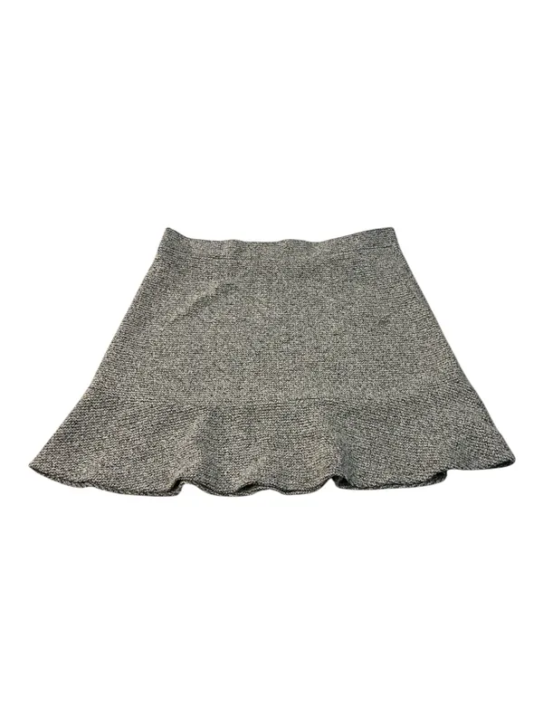 LOFT Ruffle Hem Textured Mini Skirt Black Gray Marled Knit Size Large - Image 2