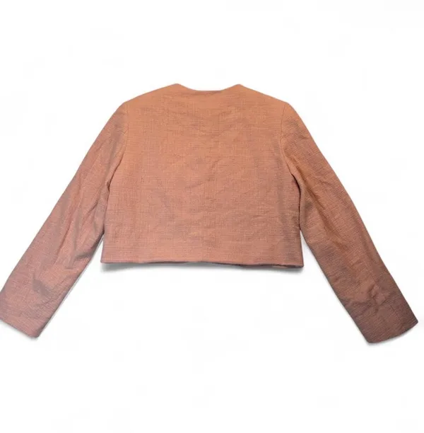 Zara Pink Tweed Jacket with subtle checkered texture Size XS #tweed #preppy - Image 2